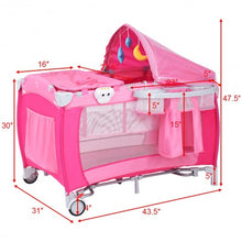 Load image into Gallery viewer, Foldable Baby Crib Playpen w/ Mosquito Net and Bag-Pink