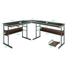 Load image into Gallery viewer, L-Shaped Computer Desk with Tiltable Tabletop-Brown