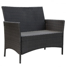 Load image into Gallery viewer, 4 pcs Outdoor Patio Rattan Wicker Cushioned Sofa Table-Dark Brown