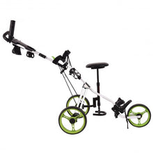 Load image into Gallery viewer, Foldable 3 Wheels Push Pull Golf Trolley with Scoreboard Bag
