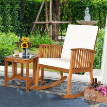 Load image into Gallery viewer, 2PCS Acacia Wood Patio Rocking Chair Table Set