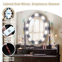 Load image into Gallery viewer, Makeup Dressing Table with Touch Switch Lighted Mirror and Cushioned Stool-Brown