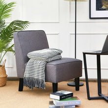 Load image into Gallery viewer, Single Fabric Modern Armless Accent Sofa Chair with Rubber Wood Legs -Gray