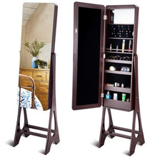 Load image into Gallery viewer, Standing Armoire Organizer Jewelry Cabinet w/ LED -Brown