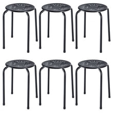 Load image into Gallery viewer, Set of 6 Stackable Backless Round Metal Stool Set-Black