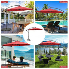 Load image into Gallery viewer, 10FT Offset Umbrella with 8 Ribs Cantilever and Cross Base Tilt Adjustment-Red