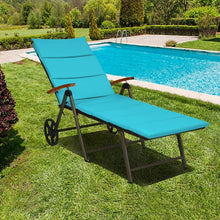 Load image into Gallery viewer, Outdoor Chaise Lounge Chair Rattan Lounger Recliner Chair-Turquoise