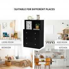 Load image into Gallery viewer, 3 Drawer Dresser with Cubbies Storage Chest for Bedroom Living Room-Black