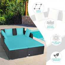 Load image into Gallery viewer, Outdoor Patio Rattan Daybed Thick Pillows Cushioned Sofa Furniture-Turquoise