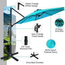 Load image into Gallery viewer, 10 Ft Patio Offset Cantilever Umbrella with Solar Lights-Turquoise