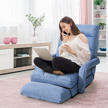 Load image into Gallery viewer, Folding Floor Massage Chair Lazy Sofa with Armrests Pillow-Blue