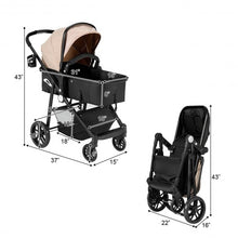Load image into Gallery viewer, 2-in-1 Foldable Pushchair Newborn Infant Baby Stroller-Coffee