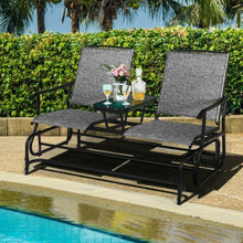 Load image into Gallery viewer, 2-Person Outdoor Patio Double Rocking Loveseat -Gray