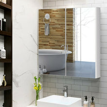 Load image into Gallery viewer, 2-Tier Wall-Mounted Storage Cabinet with Double Mirror Doors