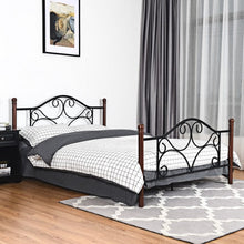 Load image into Gallery viewer, Queen Size Steel Bed Frame with Stable Platform and Metal Slats-Black