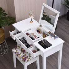 Load image into Gallery viewer, Vanity Dressing Table Set with Flip Top Mirror 3 Drawers