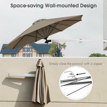 Load image into Gallery viewer, 8ft Wall-Mounted Telescopic Folding Tilt Aluminum Sun Shade Umbrella-Tan