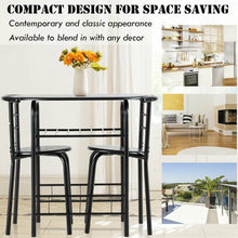 Load image into Gallery viewer, 3 pcs Home Kitchen Bistro Pub Dining Table 2 Chairs Set-Black