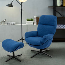 Load image into Gallery viewer, Modern Swivel Rocking Chair and Ottoman Set with Aluminum Alloy Base-Blue