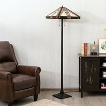 Load image into Gallery viewer, Tiffany-Style 2-Light Standing Lamp w/ 18" Wide Shade