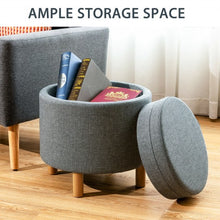 Load image into Gallery viewer, Round Storage Ottoman with Tray Top Accent Padded Footrest-Gray