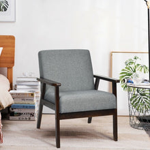 Load image into Gallery viewer, Solid Rubber Wood Fabric Accent Armchair-Gray