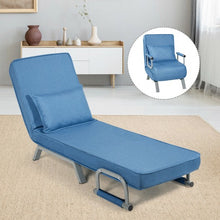 Load image into Gallery viewer, Folding 5 Position Convertible Sleeper Bed Armchair Lounge Couch w/Pillow-Blue