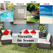 Load image into Gallery viewer, 6 Pcs Patio Rattan Furniture Set with Sectional Cushion-White