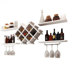 Load image into Gallery viewer, Set of 5 Wall Mount Wine Rack Set w/ Storage Shelves-White