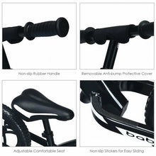 Load image into Gallery viewer, 12" Kids No-Pedal Balance Bike with Adjustable Seat-Black