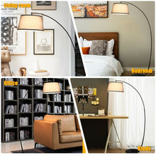 Load image into Gallery viewer, Arc Sturdy Base Modern Floor Lamp with Hanging Lampshade-Black