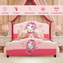Load image into Gallery viewer, Kids Children Upholstered Platform Toddler Girl Pattern Bed