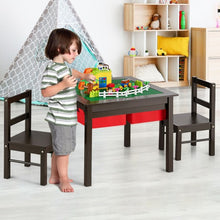 Load image into Gallery viewer, 5-in-1 Kids Activity Table and 2 Chairs Set with Storage Building Block Table-Coffee