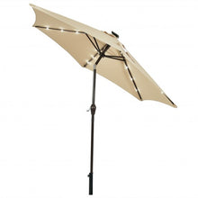 Load image into Gallery viewer, 9' Solar LED Lighted Patio Market Umbrella Tilt Adjustment Crank Lift -Beige