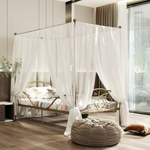 Load image into Gallery viewer, Twin Size Metal Canopy Bed Frame 4 Poster Steel Slats Headboard Footboard-Golden