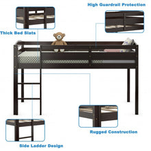 Load image into Gallery viewer, Wooden Twin Low Loft Bunk Bed with Guard Rail and Ladder-Espresso