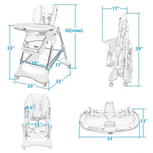Load image into Gallery viewer, A-Shaped High Chair with 4 Lockable Wheels-Navy