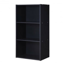 Load image into Gallery viewer, 3 Open Shelf Bookcase Modern Storage Display Cabinet-Black