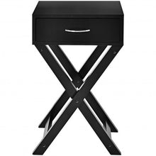Load image into Gallery viewer, Modern Nightstand X-Shape Drawer Accent Side End Table-Black