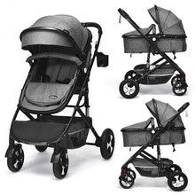 Load image into Gallery viewer, 2 in 1 High Landscape Convertible Reversible Bassinet Pram-Gray