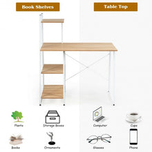 Load image into Gallery viewer, Computer Desk with Shelves Study Writing Desk Workstation Bookshelf-Natural