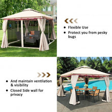 Load image into Gallery viewer, 10 x 10 ft 2 Tier Vented Metal Gazebo Canopy with Mosquito Netting