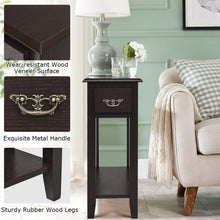 Load image into Gallery viewer, 2 Tier End Bedside Sofa Side Table Narrow Nightstand-Espresso