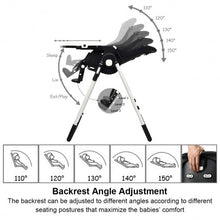 Load image into Gallery viewer, Foldable High chair with Multiple Adjustable Backrest-Black