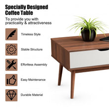 Load image into Gallery viewer, Coffee Cocktail Accent Table with Drawer and Storage Shelf-Coffee