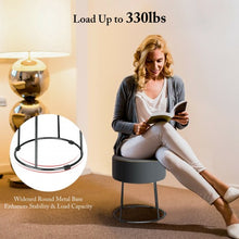 Load image into Gallery viewer, Velvet Round Footrest Ottoman with Metal Base and Non-Slip Foot Pads-Gray