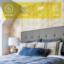 Load image into Gallery viewer, Height Adjustable Tufted Linen Fabric Upholstered Queen/Full Size Headboard-Gray