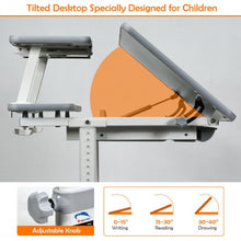 Load image into Gallery viewer, Adjustable Children's Study Table with Bookshelf & Tilted Desktop