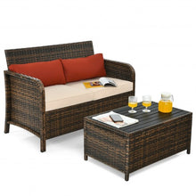 Load image into Gallery viewer, 2Pcs Cushioned Patio Rattan Furniture Set