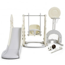 Load image into Gallery viewer, 6 in 1 Slide and Swing Set with Ball Games for Toddlers-White